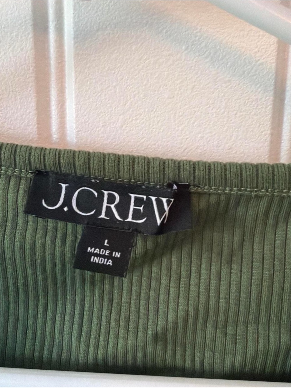J.Crew Olive Green Ribbed Ruffle Sleeve Tee - Picture 2 of 4
